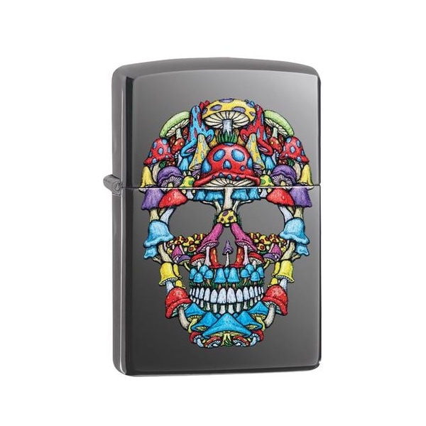Zippo 2023 Zippo Multi-Colored Mushroom Skull , Black Ice, Color Image ZIP-49135 - main
